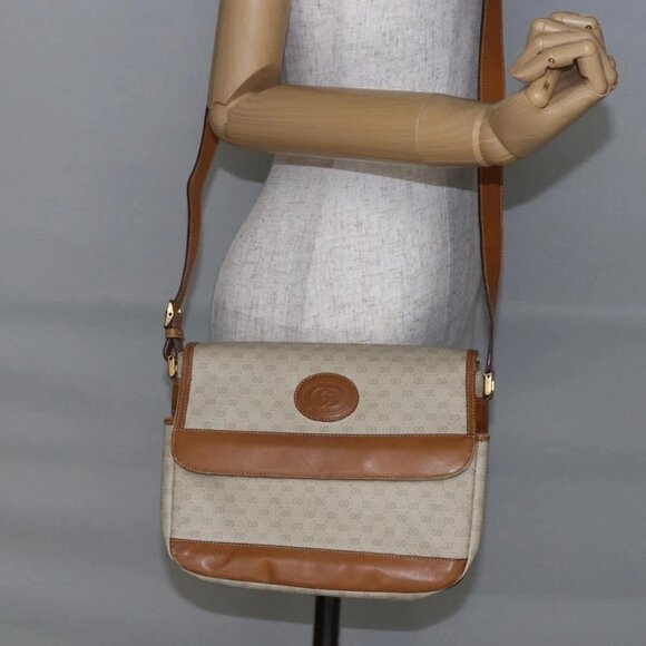 GUCCI Micro GG Supreme Shoulder Bag PVC White Gold Auth BA6748 - Picture 14 of 16